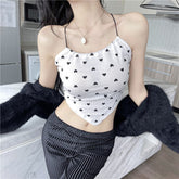 Sexy Heart Printed Bandage Crop Tops