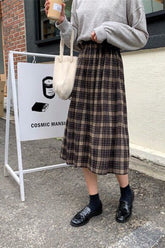 Vintage Wool Plaid Pleated Skirt