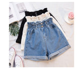 High Waist Ruffled Denim Shorts Jeans