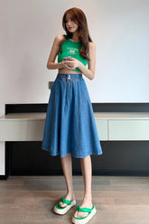 High Waist Casual A-Line Denim Skirts