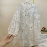 Long Sleeve Mid Length Sequined Transparent Hoodie