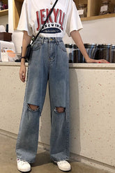 Vintage Knee Hole Ripped Jeans Pants