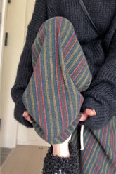 Pantalones largos de lana a rayas con estilo vintage