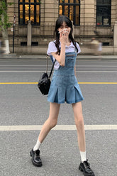 Sexy Cute Folds Denim Mini Dress