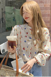 Long Sleeve Little Floral Pattern Blouse Shirt