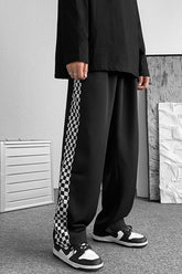 Loose Side Checkered Long Men Pants