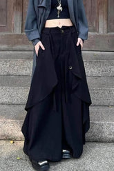 High Waist Irregular Layered Wide Leg Skirts Pants