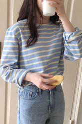 O-Neck Long Sleeve Basic Striped Shirt