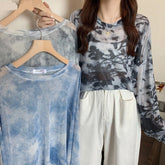 Long Sleeve Tie Dye Sun Proof O-Neck Shirt