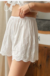 Pantalones cortos de encaje calado sexy con bordado 3D