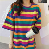 Loose Cute Colors Striped Shirt
