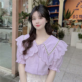 Puff Sleeve Cute Peter Pan Collar Shirt