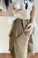 High Waist Basic Zipper Pockets Shorts
