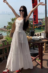 A-Line Spaghetti Strap Long Beach Dress