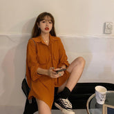 3 Colors Loose Pocket Stylish Blouse Shirt