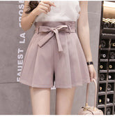 Lässige Shorts mit hoher Taille und Schleife zum Schnüren