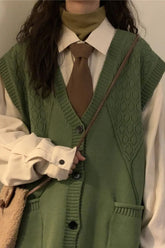 V-Neck Retro Style Sleeveless Vest Sweater