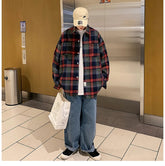 Camisas a cuadros de estilo urbano vintage de manga larga