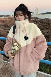 Chaquetas polares dulces con bordado de corazón