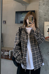 Retro Plaid Colors Casual Blouse Shirt
