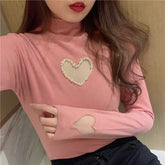Beads Love Hole Shaped High Neck Shirts