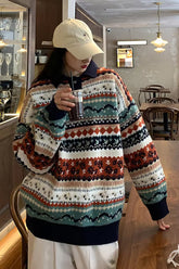 Long Sleeve Classic Art Pattern Collar Sweater