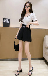 Pantalones cortos de cintura alta con cinturón