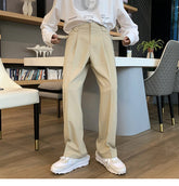 Loose Solid Colors Casual Office Long Men Pants