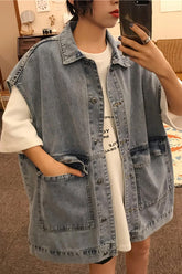 Oversize Sleeveless Denim Vest Jacket