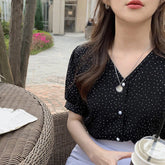 Loose Dot Printed Short Sleeve Shirt