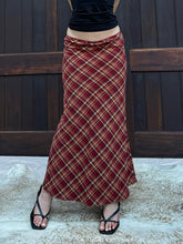 Y2K-Inspired Harajuku Plaid Maxi Skirt with Mermaid Hem - Stretchy Polyester Blend, Machine Washable, Red & Black Checkered Pattern for All Seasons, Allseason Fashion|Bold Pattern Skirt|Flexible Clothing