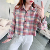 Vintage Plaid Colors Casual Tops