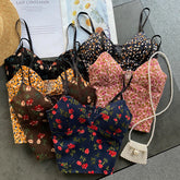 Backless Florals Pattern Sexy Crop Tops