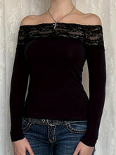 Y2K Elegant Lace Stitching One-Shoulder Fit Long Sleeve Top for Targeted