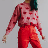 Fuzzy Hearts Sweater