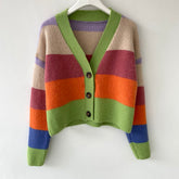 Earthy Stripe Cropped Cardigan
