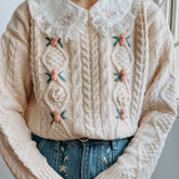 Sweet Rose Cable Knit Sweater