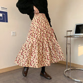 Rosafarbener gestufter Midirock aus Cord