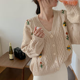 Fall Florals Embroidered Cardigan