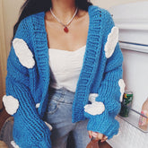 Chunky Cloudy Sky Cropped Cardigan