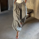 Casual loose plaid bloomers bubble pants