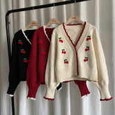 Cherry Diamond Knit Cardigan