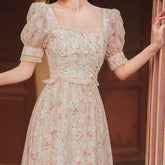 Flower Blossom Lace Up Midi Dress