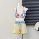 Daisy Pom Pom Knitted Bikini Set