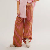 Loose-Pocketed Casual Sports Striped Trousers