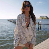 Satin Unique Print Tassle Shirt and Elastic Waist Shorts Set