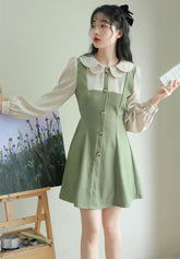 Scallop Collar Twofer Mini Dress