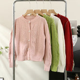 Braided Knit Pearl Cardigan