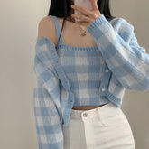 Gingham Cropped Cardi & Cami Set