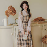 Honey Plaid Pinafore Dress